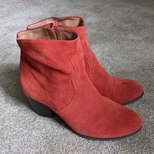 Red lucky suede boots